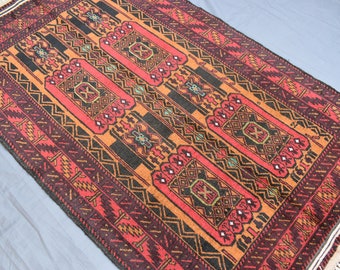 3.8x6.3 pies, precio con descuento Vintage hecho a mano alfombra de lana floral turcomana afgana, alfombra oriental tribal, alfombra de sala de estar, alfombras para dormitorio
