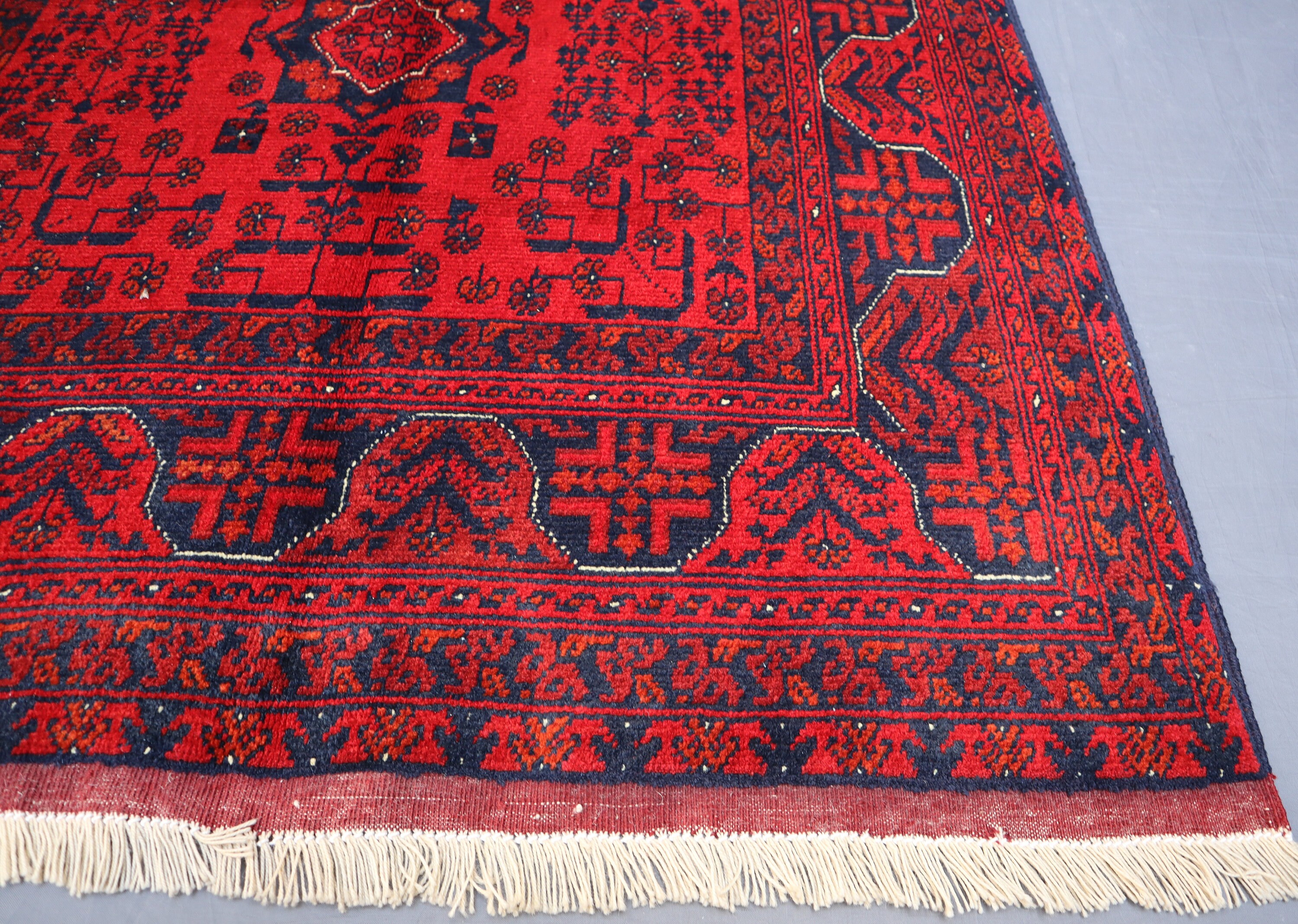 AFGHAN RED RUG 3x5 Ft I Oriental Turkoman Bokhara Rug I Afghan Handmade ...