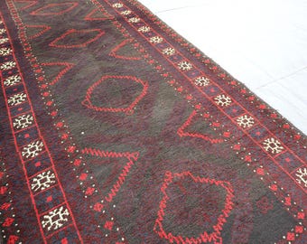 3x9 Ft Collectors Piece Baluchi Runner Rug, Baluchi Vintage Rug, Afghan Handmade Wool Runner Rug, Tribal faded Rug, Hallway Runner Rug 3x9
