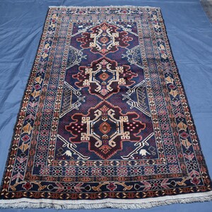Gran venta de alfombra de 4x6 pies, alfombra vintage afgana, alfombra tribal de lana con tintes vegetales anudados a mano, alfombra baluchi turcomana, alfombra geométrica oriental, alfombra de dormitorio,