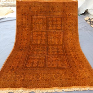 3x5 Ft Turkmen Antique Rug/ Vintage Tekke Ersari Rug/ Afghan Handmade Wool Terracotta Faded Rug/ Oriental Bedroom Area Rug/ Bohemian rug 3x5
