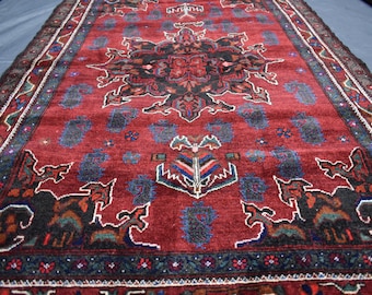 Splendido tappeto vintage 4x6 Ft, tappeto di lana fatto a mano afgano / tappeto Baluchi / tappeto turkmeno orientale, tappeto antico tribale, tappeto da ufficio camera da letto,