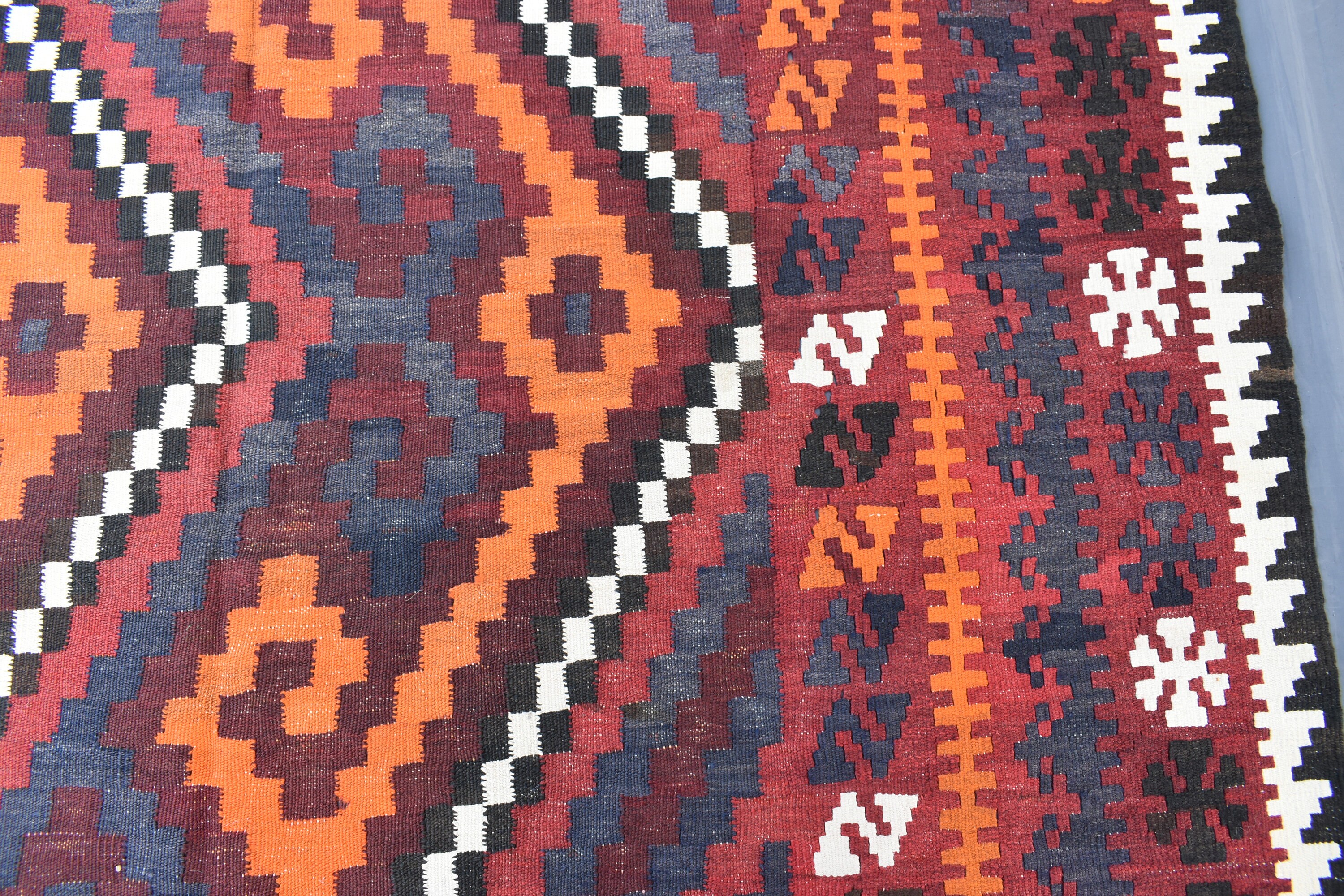 9x16 Large Antique Afghan Terracotta Orange Kilim Rug Authentic ...