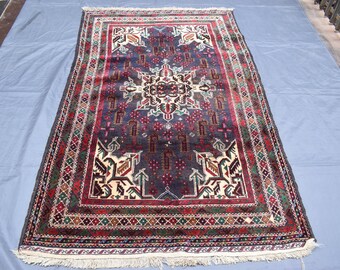 Tappeto da collezione, 6,3 x 3,11 piedi, tappeto afgano vintage, tappeto di lana annodato a mano, tappeto da soggiorno, tappeto da cucina, tappeto Baluchi vintage, tappeto 4x6