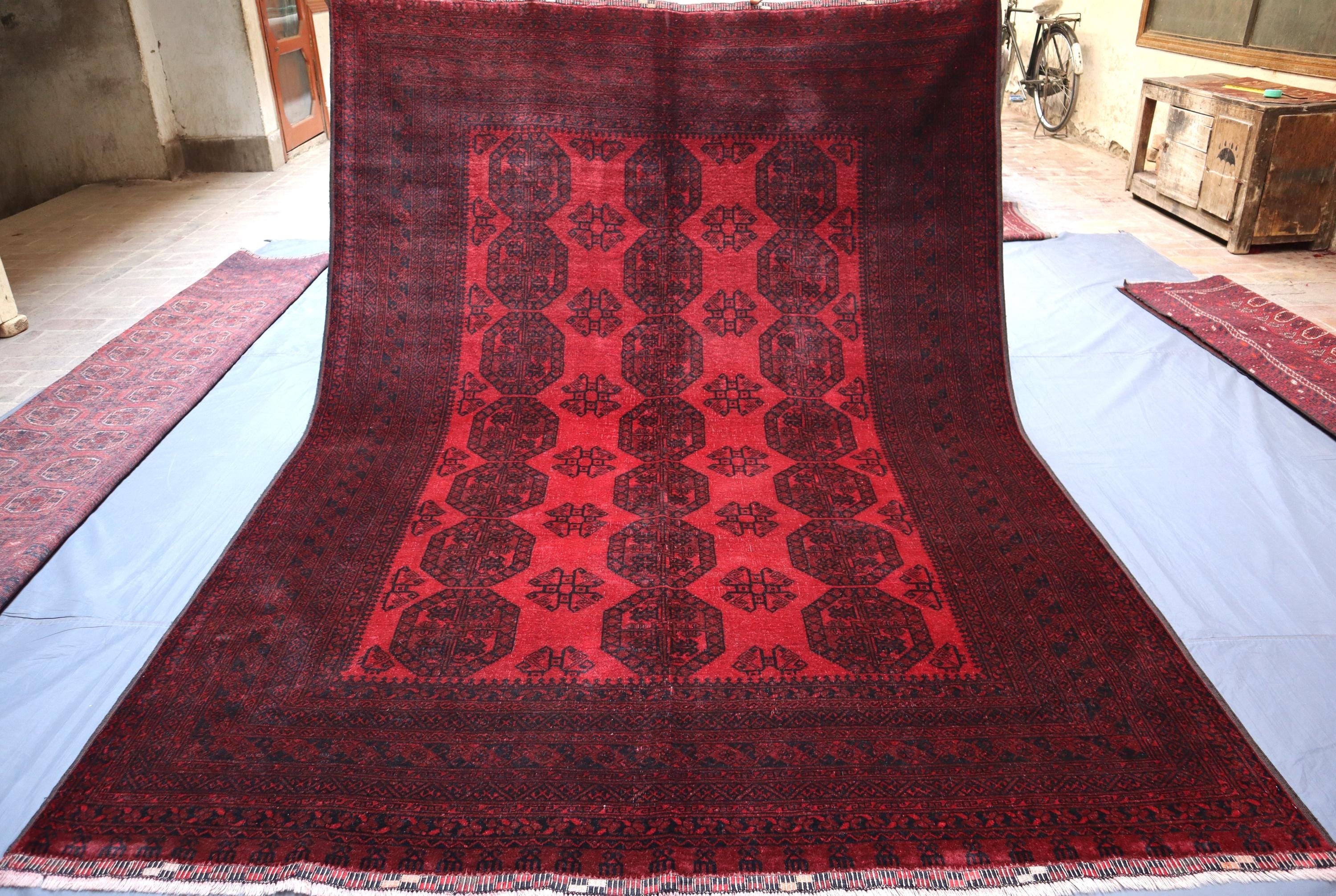 レッドアンティークアフガンラグ 7 x 9 フィート/ヴィンテージトルク