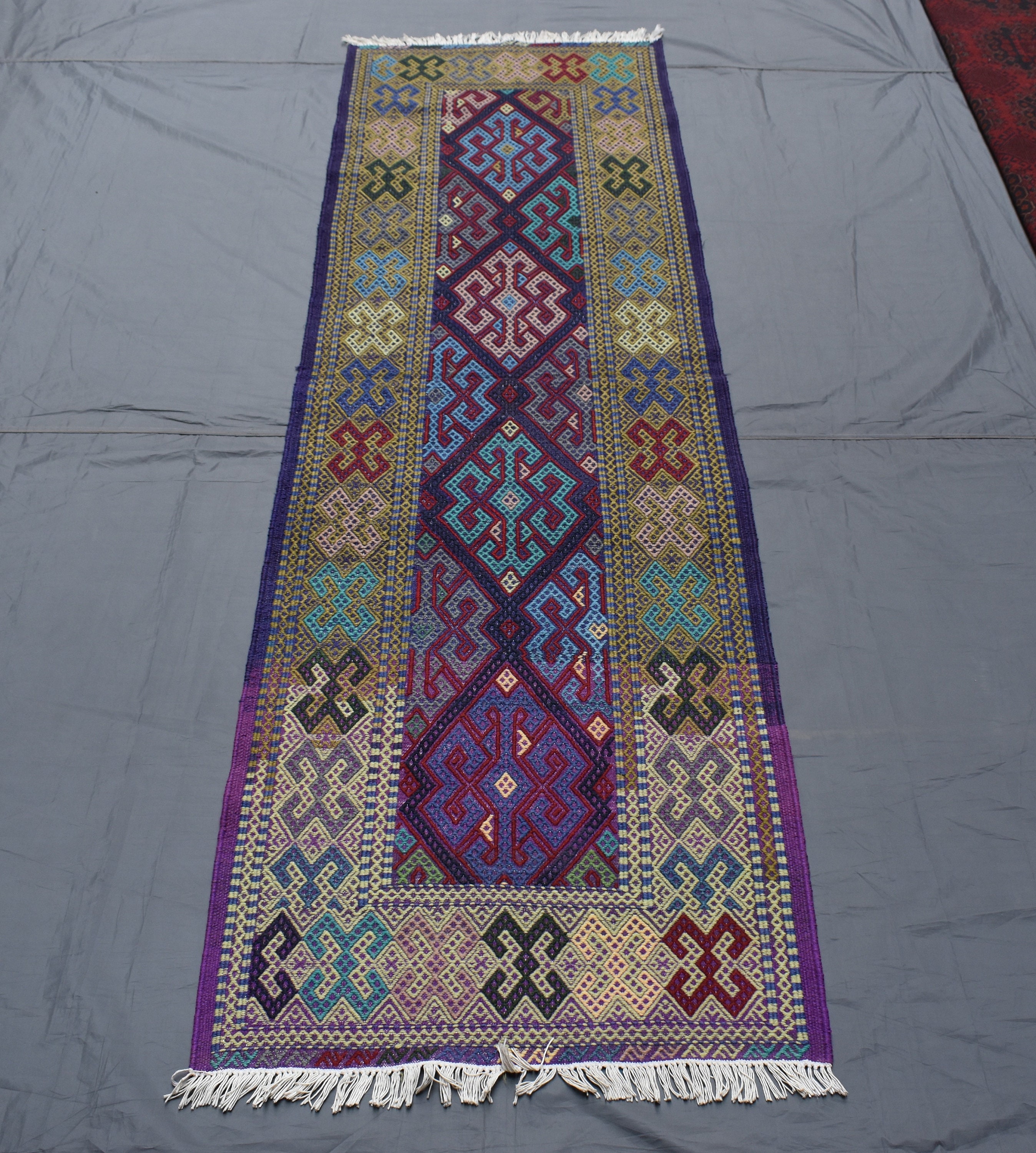 9.4 x 2.7 フィート トルクメン トリブル ハンドメイド ランナー