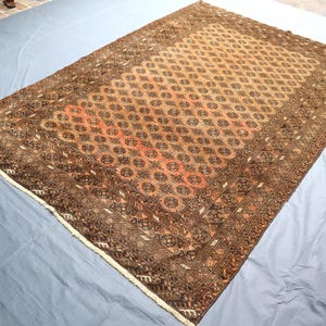 6.6x9.6 Ft Vintage Terracotta Afghan Turkmen Mori Gul Design Tribal Floor Area Rug. Authentic Vintage Floor Rug Dining Room Rug Oriental Rug