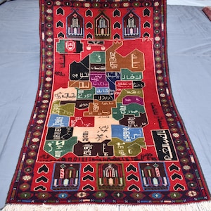 3x5 voet uniek bloementapijt, rood Afghaans handgeknoopt wollen tapijt met natuurlijke kleurstoffen, antiek oosters tapijt, vintage Baluchi-tapijt, slaapkamertapijten