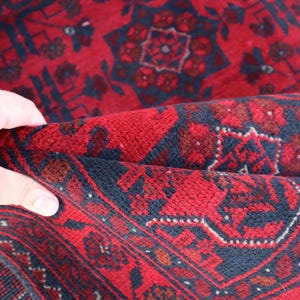 6x8 Ft Bokhara Area Rug - Red Afghan Hand Knotted Natural Wool & Veg Dyes Rug - Oriental Turkmen Rug - Rugs For Living Room - Bedroom Carpet
