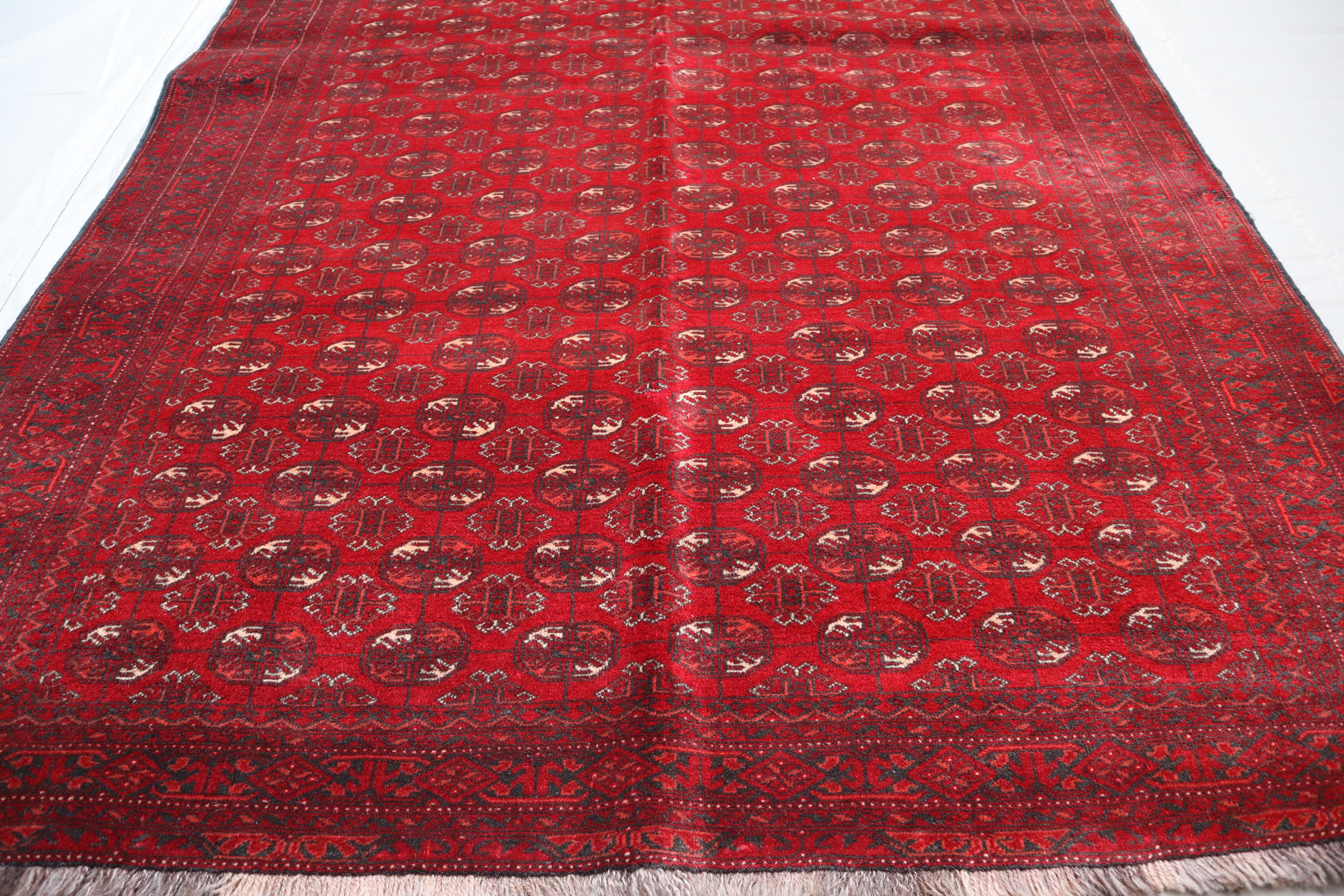 ☾Vintage Rug☽ 210cm×80cm トルクメン族 アフガンラグ 80's