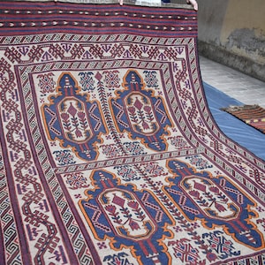 Antique Kilim Rug/ Handmade Wool Rug/ Somak Kilim Rug/ Oriental Rug/ Authentic Genuine Rug/ Turkmen Kilim Rug/ One of a Kind Rug/ 6.5x9.5 Ft
