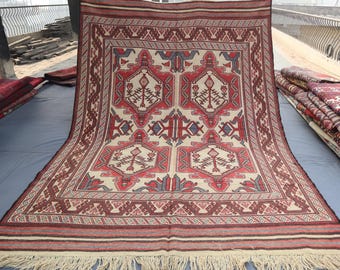 7 x 10 ft Afghaans antiek platgeweven kelimtapijt 6,7 x 9,11 ft Turks handgemaakt wollen tapijt - drievoudig vloerkleed - slaapkamertapijt - kantoortapijt - keukentapijt 7 x 10