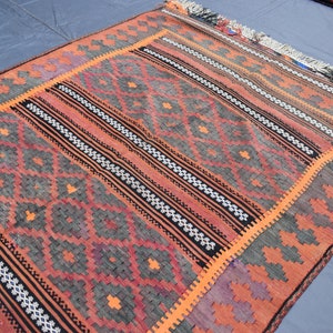 1970s Vintage Runner Kilim Rug 4x10 Ft Handmade Wool Rug/ Vintage Kilim Rug/ Oriental Rug/ Authentic Genuine Rug/ Turkmen Mughuli Kilim Rug
