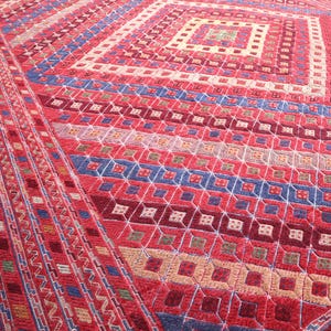 10x13 Ft Antique Mushwani Rug, Afghan Handmade Vintage Rug, Turkmen Traditional Hand Knotted Rug, Flatweave Kilim Rug, Bedroom Rug, Red Rug