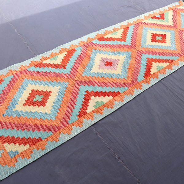 Runner kilim rug, Turkish red kilim rug, Vintage handmade wool rug, Bohemian decor, Home decor, Hallway rug, Kilim Runner, Boho Kilim Rug