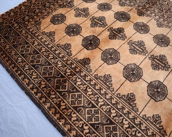 Alfombra baluchi antigua de 4 x 6 pies, alfombra de lana hecha a mano, alfombra de área oriental, oficina, alfombra de cocina, alfombra de dormitorio, alfombra tribal, alfombra de terracota Mori Gul 4x6