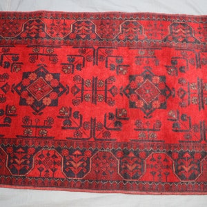 Vintage 10 ft Runner Rug, Red Turkmen Runner Rug, Afghan Handmade Wool Rug, Bukhara Antique Runner Rug, Hallway Runner Rug, Oriental Red Rug