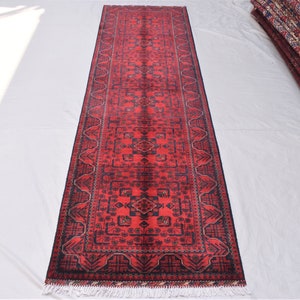2.8x9.11 Ft Runner Rug/ Handmade Tribal Rug/ Bokhara Design Oriental Rug/ Afghan Tekke Rug/ Turkmen Bukhara Runner Rug/ Hallway Runner Rug
