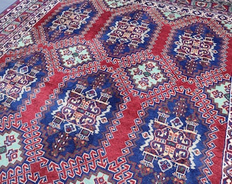 5x7 Ft Turkmen Bokhara Area Rug - Caucasian Style Afghan Hand knotted Wool Rug - Oriental Rug - Rugs for Living Room - Rugs For Bedroom 5x7