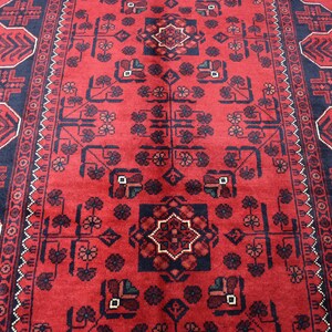 5.3 x 3.3 Ft Red Afghan Hand Woven Rug, Tribal Afghan Red Rug, Oriental Rug, Afghan Geometric Rug, Traditional Red Rug, Bohemian Home Rugs,