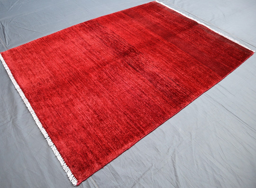 Red Fiber Rug 3x5 Ft Red Area Rug - Red Tribal Afghan Hand Knotted Veg Dye Wool Rug ...