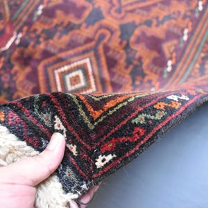 Tapete geométrico feito à mão com padrão Baluchi de 1,2 m x 2,1 m | Tapete turcomano de lã com nós feitos à mão | Tapete tribal Baluchi afegão | Tapetes para sala de estar