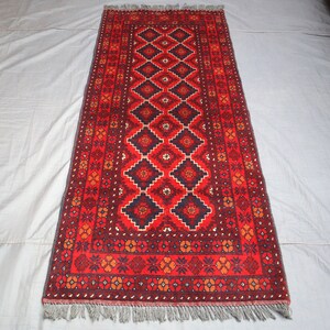 3x6 Afghan Vintage Rug/ 2.10x6.6 Ft Afghan Bukhara Rug/ Handmade Wool Rug/ Oriental Turkmen Antique rug/ Rug for Bedroom/ Living Room Office