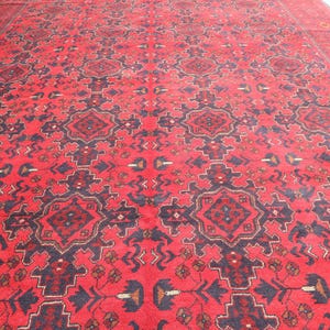 Afghan Large Area Rug 8x12 Ft/ Afghan Bokhara Rug/ Tribal Bukhara Rug/ Hand Knotted Rug/ Oriental Turkmen Rug/ Bedroom Rug/ Living Room Rug