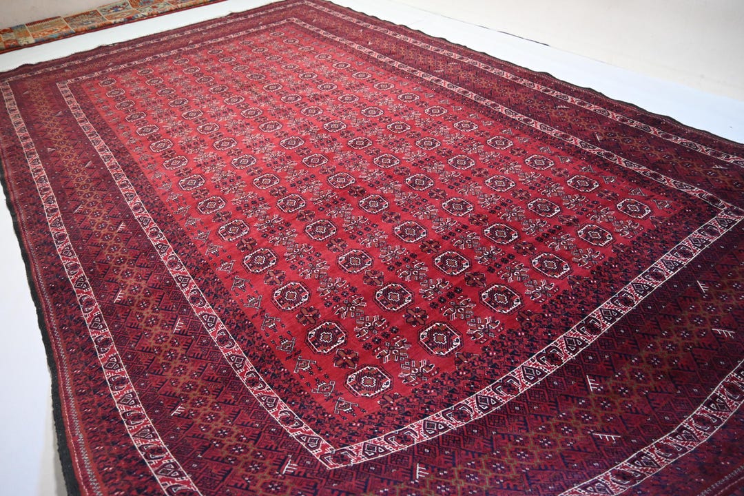 9x16 Ft Turkmen Antique Rug, Afghan Handmade Wool Area Rug/ Waziri ...
