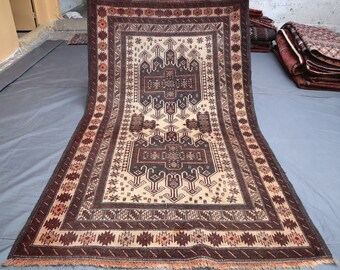 Antique Geometric Rug/ Vintage Area Rug/ Afghan Handmade Wool Rug/ Oriental Rug/ Vintage Tribal Rug/ Natural Veg dyes Rug/ 4x6 Rug/ Wool Rug