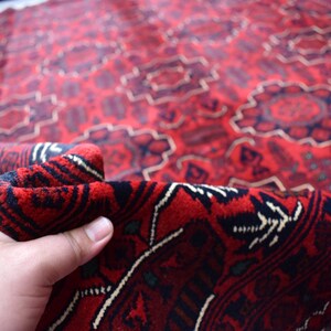 Turkmen Bukhara Rug 7x10 Ft, Handmade Turkish Red Rug, Oriental Afghan Rug, Fine Quality Bedroom Rug, Living Room rug, Dining Table Rug, Rug
