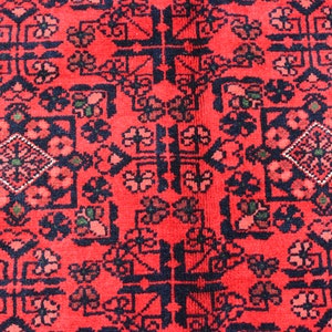 7x10 Turkmen Area rug, Turkmen Bukhara Hand-knotted High Pile Soft Wool Carpet, Khal Muhammadi Red Bukhara rug, Tribal Dining table rug