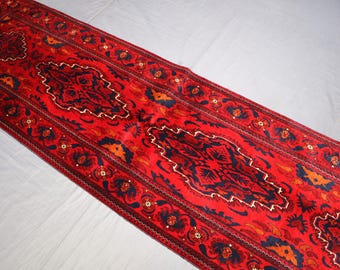 1940 年代アンティーク ランナー ラグ 2.8 x 9.6 フィート、トルクメン