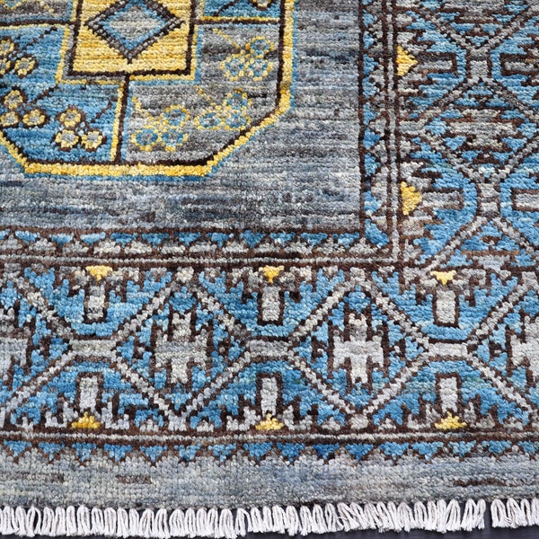 4x6 Grey Ersari Area Rug - Turkmen Afghan Veg Dyes hand knotted Wool Rug - Bedroom Rug - Rugs for Living room - Oriental rug - Bohemian Rug