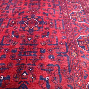 Tappeto afgano Bukhara, tappeto afgano fatto a mano in morbida lana 5x6 Ft, tappeto Turkoman Red Bukhara, tappeto orientale turkmeno, tappeto da soggiorno, tappeto afgano 5x6