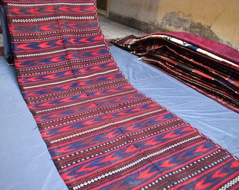 6 x 13フィートのトルクメンキリムラグ：ヴィンテージアフガンフラット