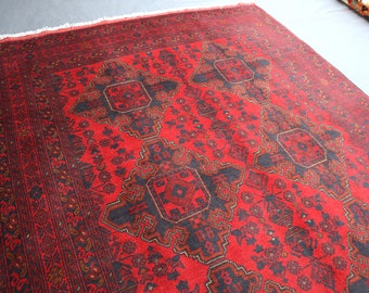 5x7 Turkmen Bukhara Rug, Handmade Wool Area Rug, Khal Muhammadi rug, Oriental Afghan Rug, Fine Quality Tribal rug, Bedroom Rug, Kitchen Rug