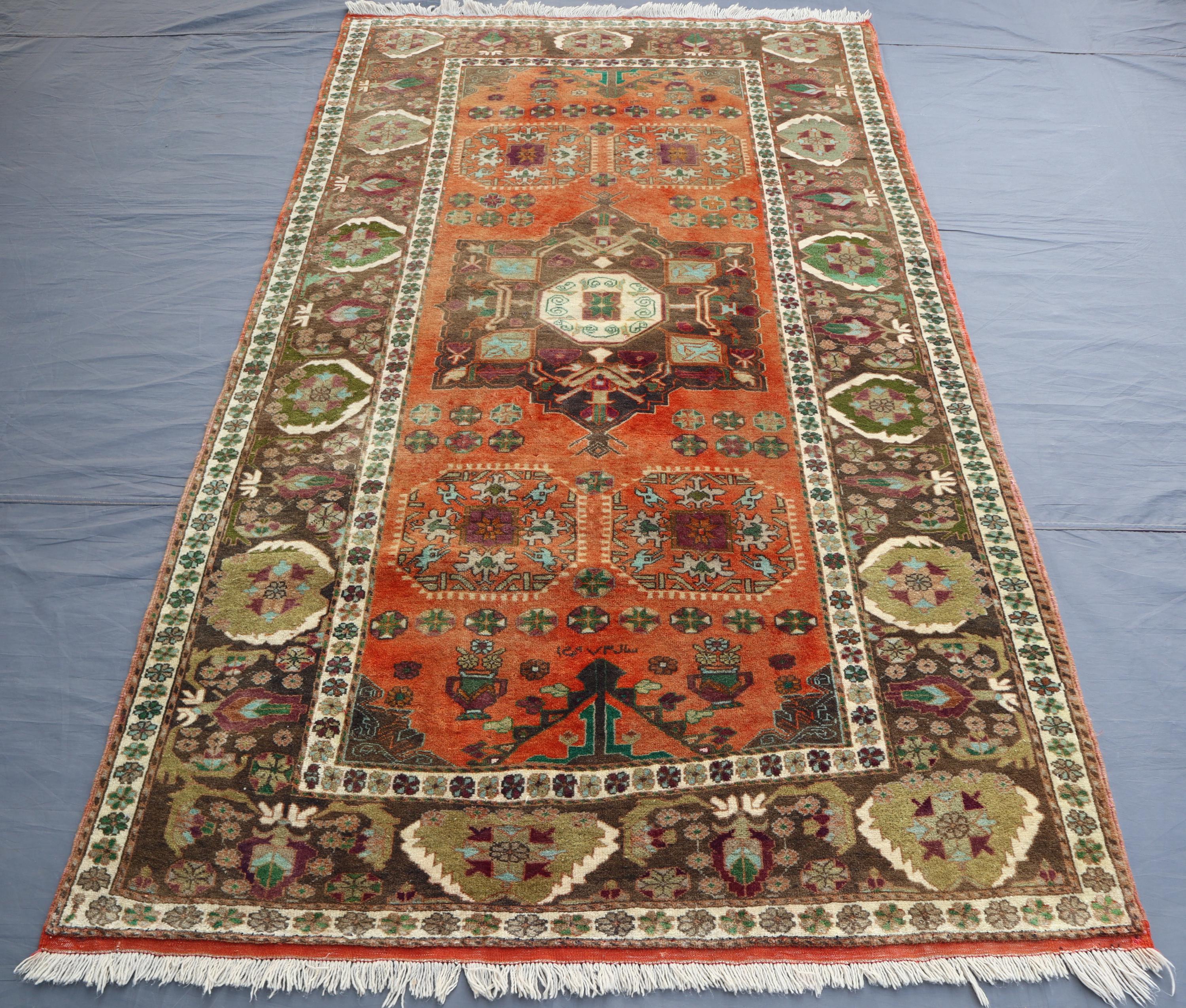 4.4 x 7.6 フィートのアンティーク トルクメン ラグ、ハンドメイド