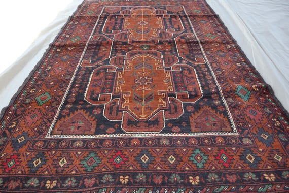 Afghan Tribal Baluchi Rug, 3.10x5.10 Ft Soft Pile Wool Area Rug