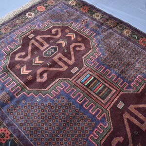Tribal Vintage Rug, 4.1x6.6 Ft Afghan Antique Area Rug, Low Pile Soft Wool Carpet, Handmade 4x6 Geometric Vintage Rug, Oriental Turkmen Rugs