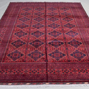 Oriental Bokhara Rug, 8x11 Rug, Afghan Fine Quality Hand Knotted Rug, Organic Wool Rug, Turkmen Tribal Rug, Afghan Wool Rug, Afghan Red Rug