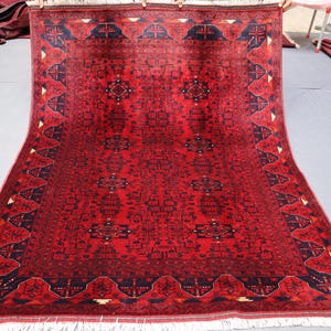 Afghan Bukhara rug, Turkmen HANDMADE Wool rug, Biljik Bukhara rugs, Tribal rug, Living room Carpet, Afghan Bokhara Rug, Oriental Afghan Rug