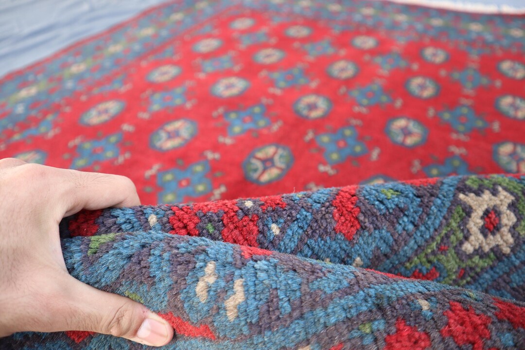 Red Area Rug 5x7 Ft/ Vintage Area Rug/ Handmade Wool Rug/ Oriental ...