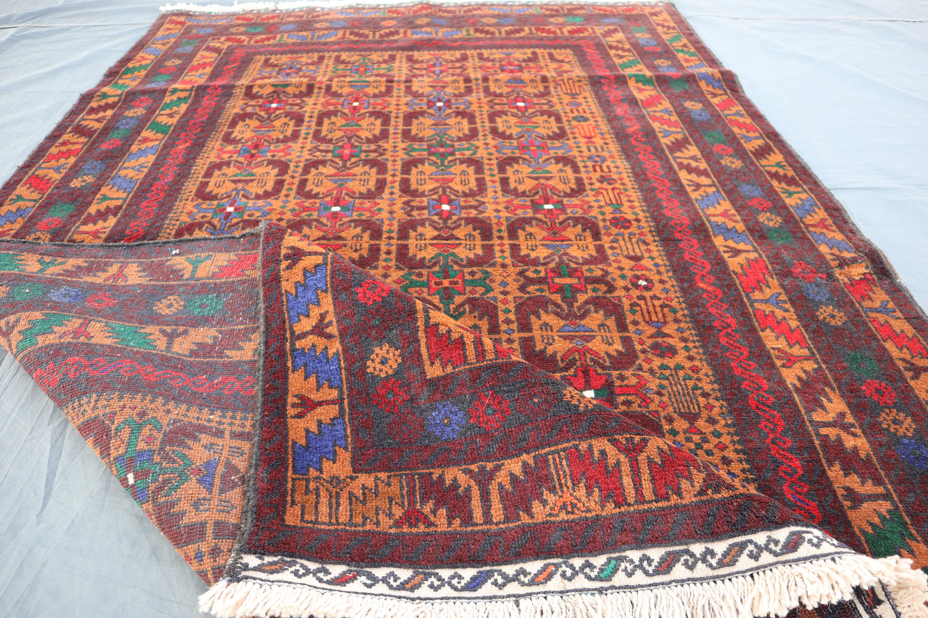 Antique Baluchi Rug 4x6 Ft, Hand Knotted Afghan Rug, Tribal