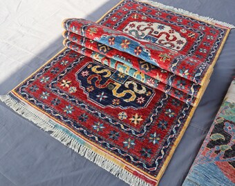 Dywan turkmeński 3 x 8 stóp - afgański, ręcznie tkany, wełniany, plemienny, orientalny, do salonu, do przedpokoju, do korytarza