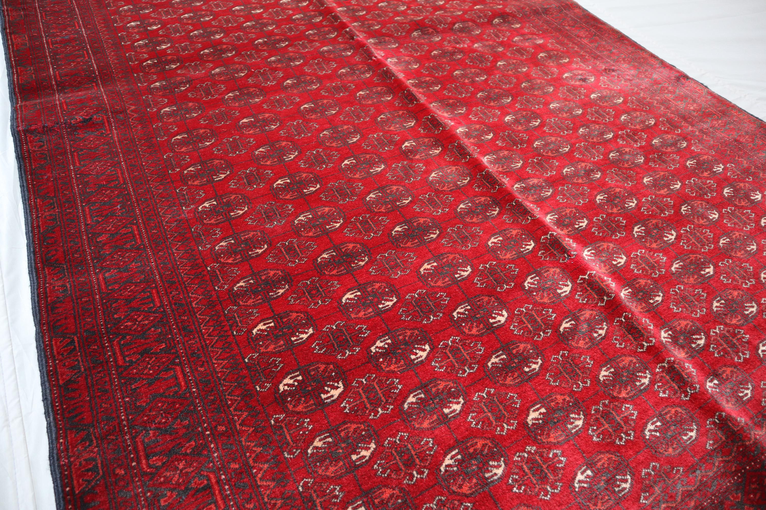 ブルガリア♪上質ウール長毛ビンテージラグ　アフガニスタン　トルクメン ブルガリア♪上質ウール長毛ビンテージラグ アフガニスタン