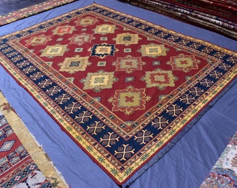 Caucasian Soumak, Soumak Rug, Caucasian Kilim, Antique Decor Rug, Antique Soumak, Caucasian Rug, Living Room Rug, Bedroom Rug, 9.4x6.10 Feet