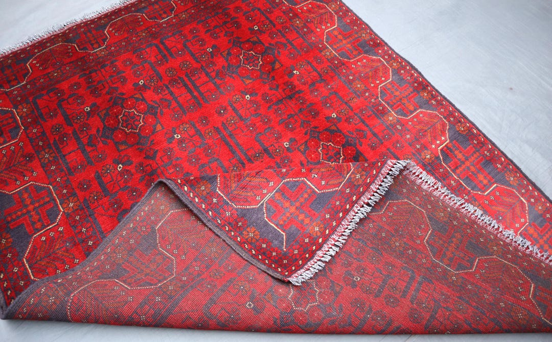 5x7 Ft Bokhara Area Rug - Red Afghan Hand Knotted Natural Wool & Veg ...