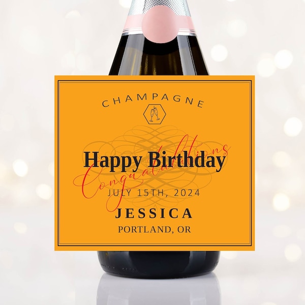 Custom Champagne Label - Personalized Champagne Label - 21st, 30th Birthday - 21st birthday gift - Bridesmaid gift - Champagne Birthday