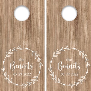 DIY Wedding Decal Set, Last Name Cornhole Decals Set of Two Corn hole Board Game Decals Wedding DIY Decals Wedding Decor Decals Vinyl wed12